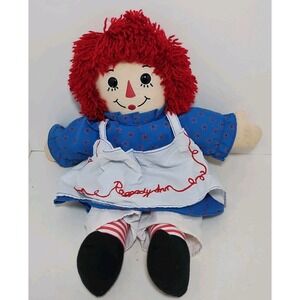 Raggedy Ann Russ Applesauce Brand 16 Inch Plush Stuffed Doll Yarn Hair‎